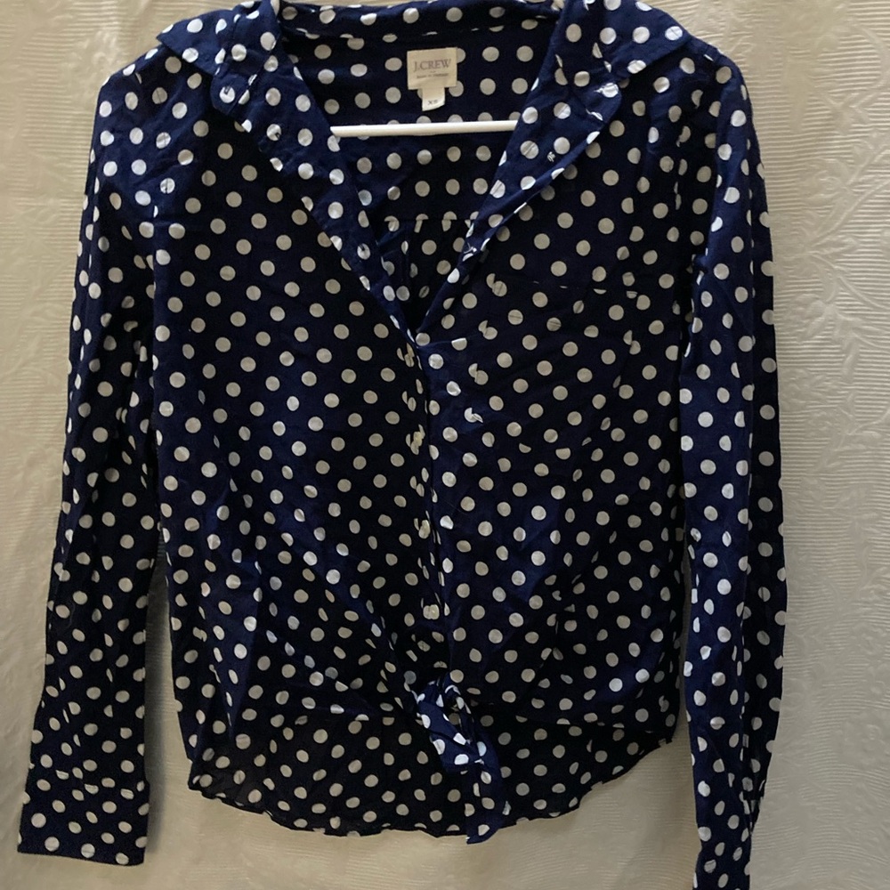 J Crew Tie Front Button Down Top (XS)
